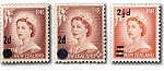 1958
Queen Elizabeth II <abbr title="Additional text printed on the surface of a
previously printed stamp. Usually referred to as a Surcharge when it alters
the face value.">Overprint</abbr>s