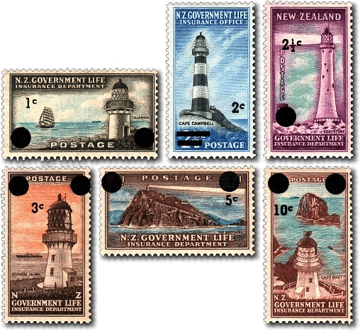 1967 Government Life Insurance Lighthouse Decimal Overprints